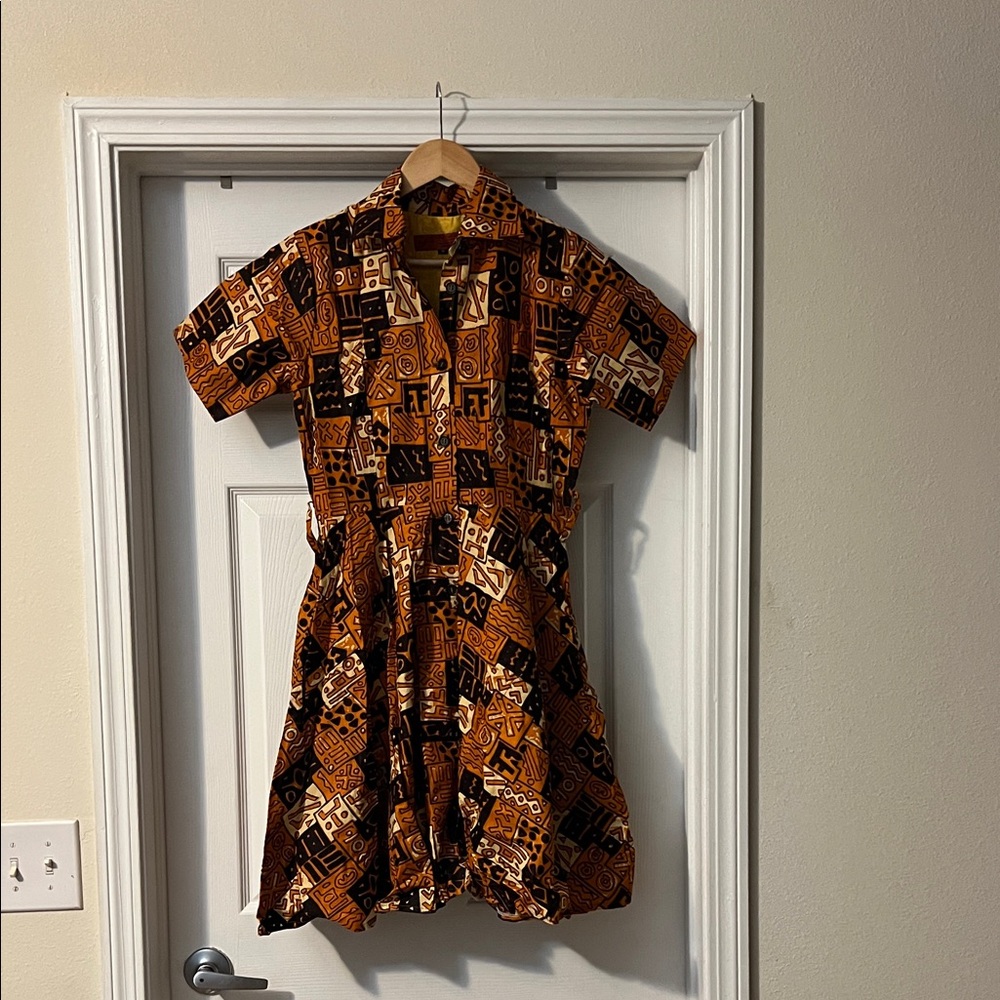 Tribal Print Short Sleeve Dress